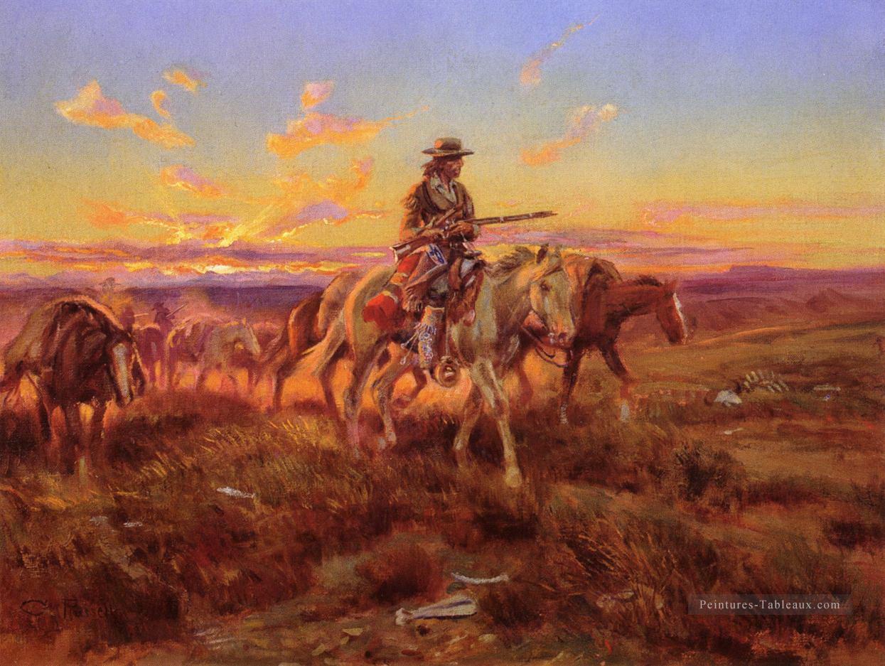 le trader gratuit 1925 Charles Marion Russell Indiana cow boy Peintures à l'huile